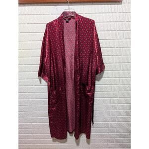 Intimo Men's Elegant Burgundy Satin Belted Robe with Pockets